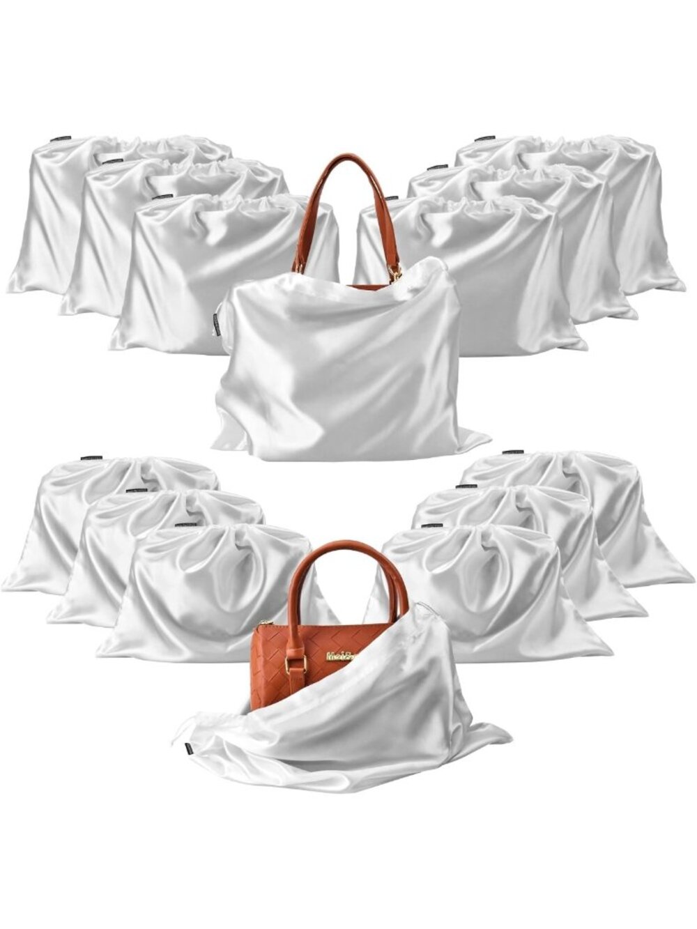 12 Pcs Satin Dust Bags for Handbags & Purses - Drawstring Storage Organizer